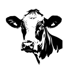 A black and white cow head Logo Monochrome Design Style - obrazy, fototapety, plakaty