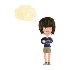 cartoon annoyed woman with thought bubble