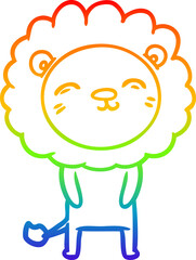 rainbow gradient line drawing cartoon lion