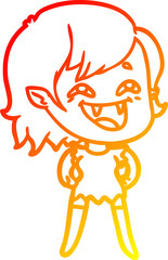 warm gradient line drawing cartoon laughing vampire girl