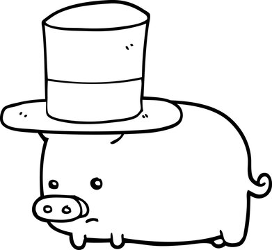 cartoon pig wearing top hat