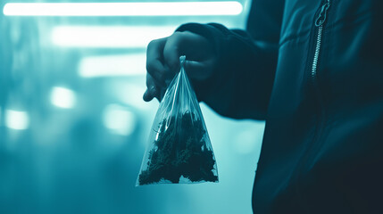 Person Holding a Bag of Marijuana - obrazy, fototapety, plakaty