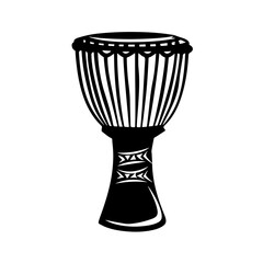 African Drum Logo Monochrome Design Style