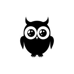 Fototapeta premium Baby Owl Logo Monochrome Design Style