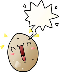 cartoon happy egg and speech bubble in smooth gradient style