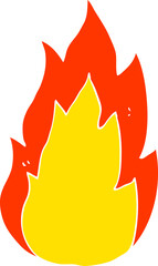 flat color illustration of a cartoon fire