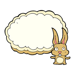 cartoon rabbit with text space cloud