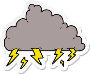 sticker of a cartoon thundercloud
