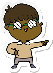 sticker of a cartoon boy wearing spectacles