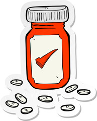 sticker of a cartoon pills