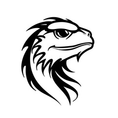 Bearded Dragon Mascot Logo Monochrome Design Style