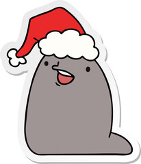 christmas sticker cartoon of kawaii slug