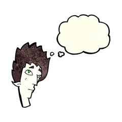 cartoon vampire head with thought bubble