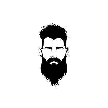Beard Man Logo Monochrome Design Style