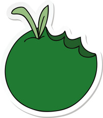 sticker of a quirky hand drawn cartoon apple