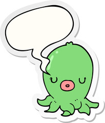 cartoon octopus and speech bubble sticker