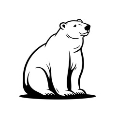 Big Polar Bear Logo Monochrome Design Style