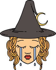 crying human witch character illustration