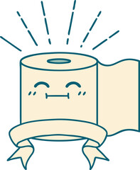 banner with tattoo style toilet paper character