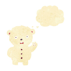 cartoon unhappy polar teddy bear with thought bubble