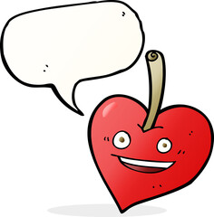 cartoon love heart apple with speech bubble