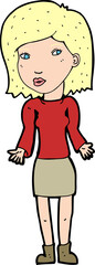 cartoon woman shrugging shoulders