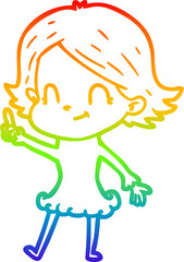 rainbow gradient line drawing cartoon friendly girl