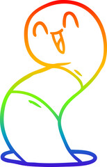 rainbow gradient line drawing cartoon happy worm