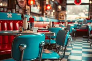 Retro diner model in a classic american eatery Evoking nostalgia and the timeless charm of the 50s