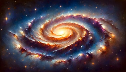 The image captures the mesmerizing beauty of a spiral galaxy, with swirling patterns of stars and dust illuminated against the dark expanse of space.

