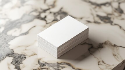 Professional connections and opportunities await as a sleek box of pristine business cards rests confidently on a luxurious marble surface, grounded in sophistication and ambition