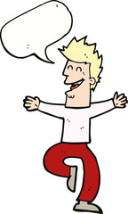 cartoon laughing man with speech bubble