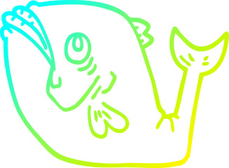 cold gradient line drawing funny cartoon fish
