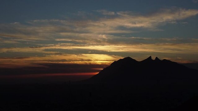 El Cerro de la Silla (Monterrey, Mexico) with Sunrise in the Background