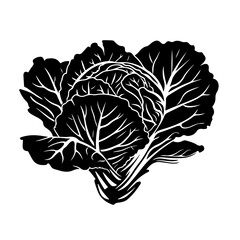 Cabbage Inside Logo Monochrome Design Style - obrazy, fototapety, plakaty