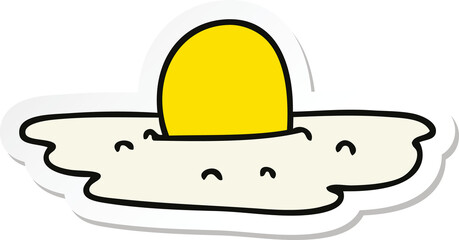 sticker of a quirky hand drawn cartoon fried egg
