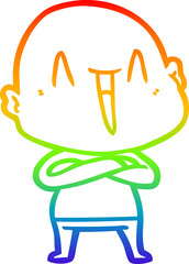 rainbow gradient line drawing happy cartoon bald man