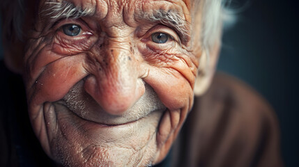 old man with deep wrinkles portrait, generative ai