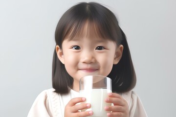 牛乳を飲む女の子 - obrazy, fototapety, plakaty