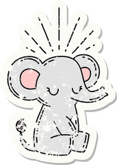 grunge sticker of tattoo style cute elephant