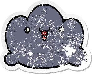 distressed sticker of a cartoon cloud
