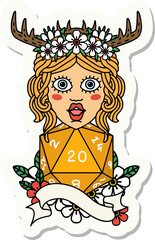 human druid with natural twenty dice roll sticker