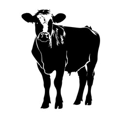 Cow Silhouette Logo Monochrome Design Style
