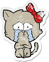 distressed sticker of a cartoon cat
