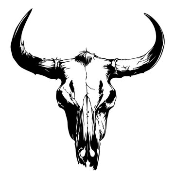 Cow Skull Logo Monochrome Design Style