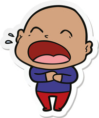 Obraz premium sticker of a cartoon shouting bald man