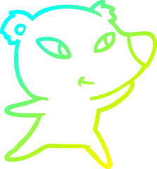 cold gradient line drawing cute cartoon bear
