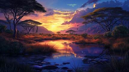 Obraz premium African landscapes generative ai