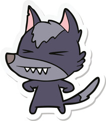 sticker of a angry wolf cartoon