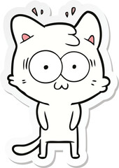 sticker of a cartoon surprised cat